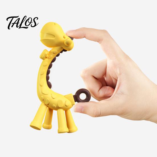 Weiches Beißspielzeug für Neugeborene Baby-Giraffe Zahnungs-Kleinkinder, Lebensmittelgeeigneter Silikon-Stick Zahnfleischpflege, Tragbarer Beruhigender Reise-Beißring BPA-Frei 0-12 Monate,