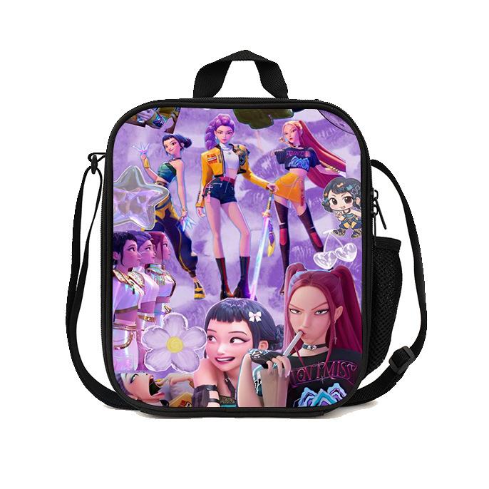 Gedruckte Hexenjäger K-Pop Essensbeutel, Studentin Huntrix Kpop Picknicktasche Kühltasche, Thermoisolierbeutel