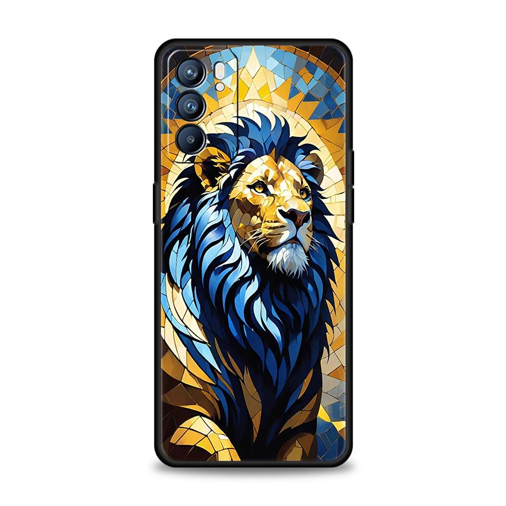 

Cross Pattern Bicolor Lion Phone Case For Oppo A17 A31 A54 A57 A78 A79 A98 Find X5 X6 Reno 6 7 8 10 11 12 13 F Pro 5G Soft TPU Reno12 F