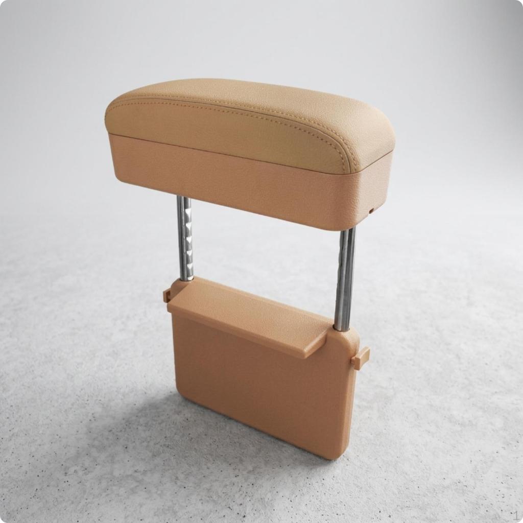 Vehicle Center Armrest Storage Box LeatherLike Adjustable Metal Support Rods