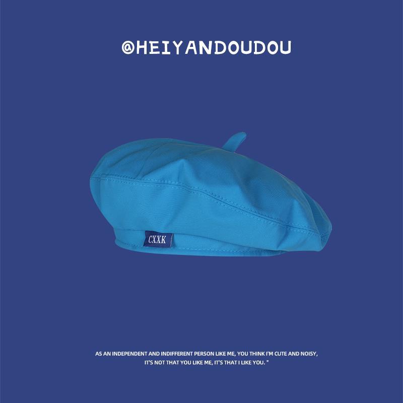 

Берет Zhao Ruth Женский Весна-Осень Буквы Большой Обхват Головы Подчеркивает Лицо Маленькая Шляпа-Бутон Модная Универсальная Шляпа Художника Adult (56-58cm) синий