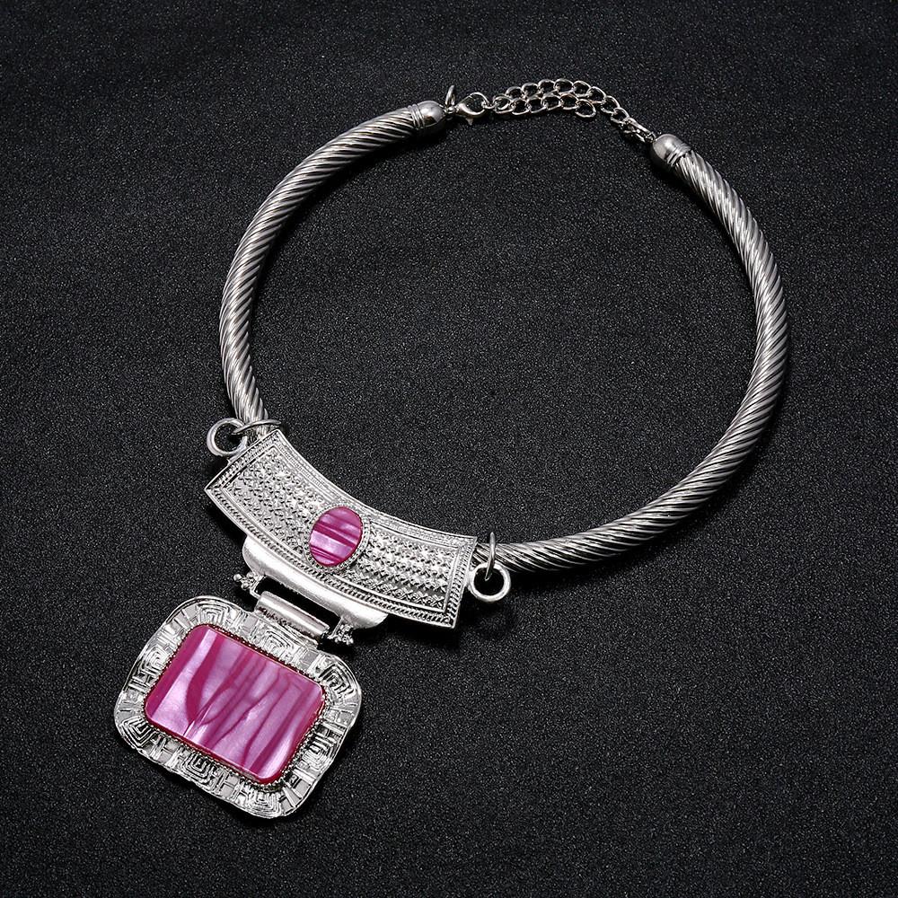 

Geometric Style Alloy Necklace With Water Chain For Men And Women Casual Jewelry Silver Pink