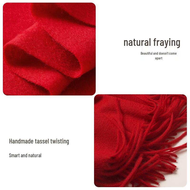 Hengyuanxiang Women's 100% Wool Scarf - Chinese Red