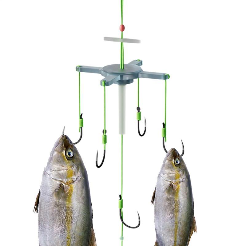 High Carbon Steel Explosion 5 Hooks Fishing Lure Bait Silver Carp Trap Feeder Cage Sharp Fishing Hook with Line Pressing Board
