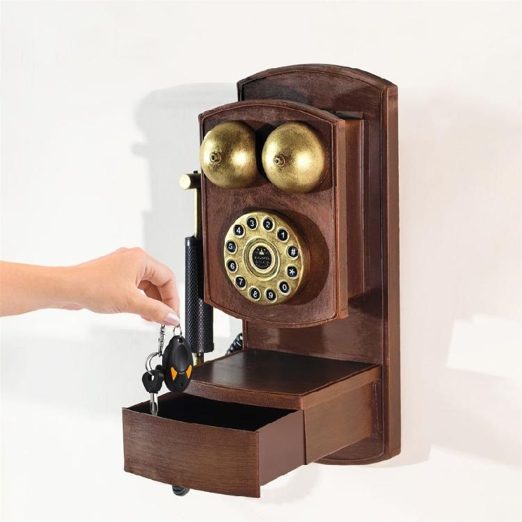 Drehwahlschalter Telefon Antikes Festnetztelefon mit Aufbewahrungsbox Wanddekorationen für Home Office Retro Kreatives Telefonmodell