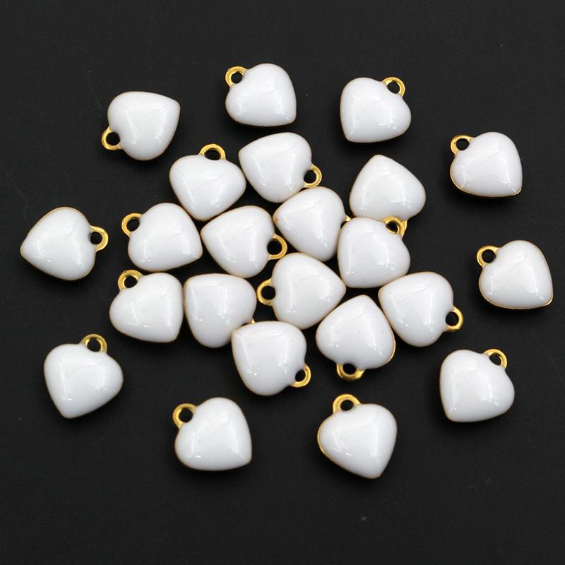 20pcs 9x8mm Enamel Small Heart Charms Pendant Stainless Steel DIY Jewelry Making Accessories Findings for Bracelet Earrings