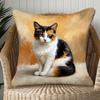 1Pc Oil Painting Calico Cat Printed Throw Pillow Cover, Suitable For Sofa, Bedroom, Living Room, An Elegant Gift For Cat Lovers.
