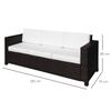 3-Seater Weather Resistant Outdoor Garden Rattan Sofa Brown