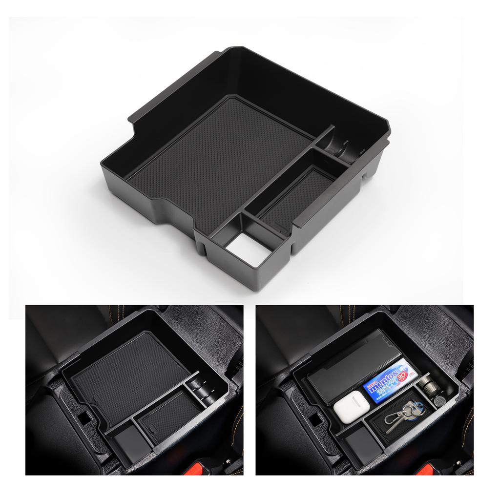 For Ford Ranger (Only Fit E-brake Version) 2024 2025 Armrest Storage Box Car Tray Organizers Accessories Tidying Black