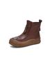 Autumn and winter new leather short boots women's flat-bottomed casual British style Martin boots soft-soled versatile fashion round boots women
