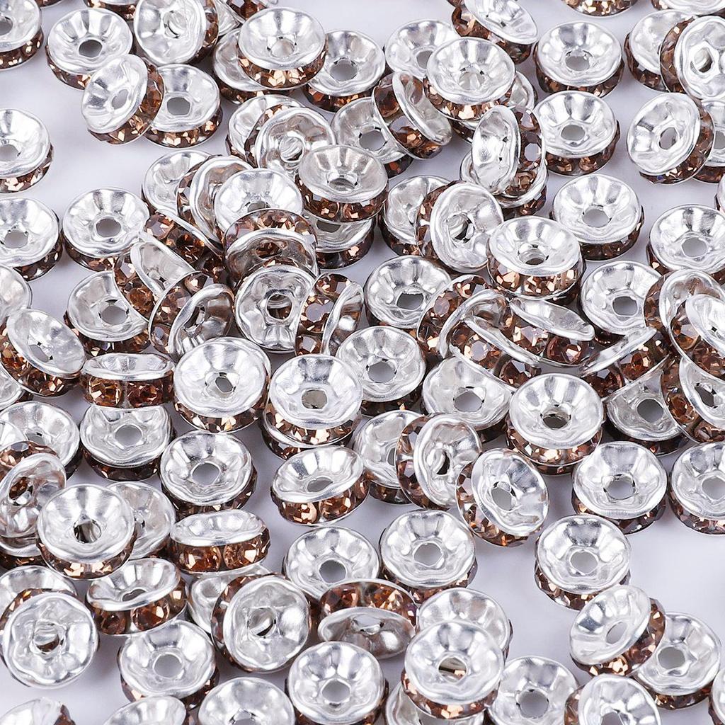 50 Pcs Electroplated Colorful Diamond Spacer Beads for DIY Jewelry, Iron Material