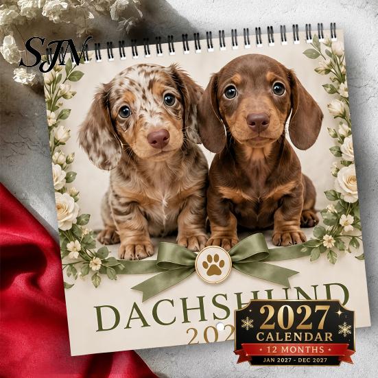 Room Decoration Calendar 2027 Dachshund Dog Wall Calendar, 12 Month Hanging Planner, Jan Academic Office Supplies 2027-Dec Theme for Home Organizing