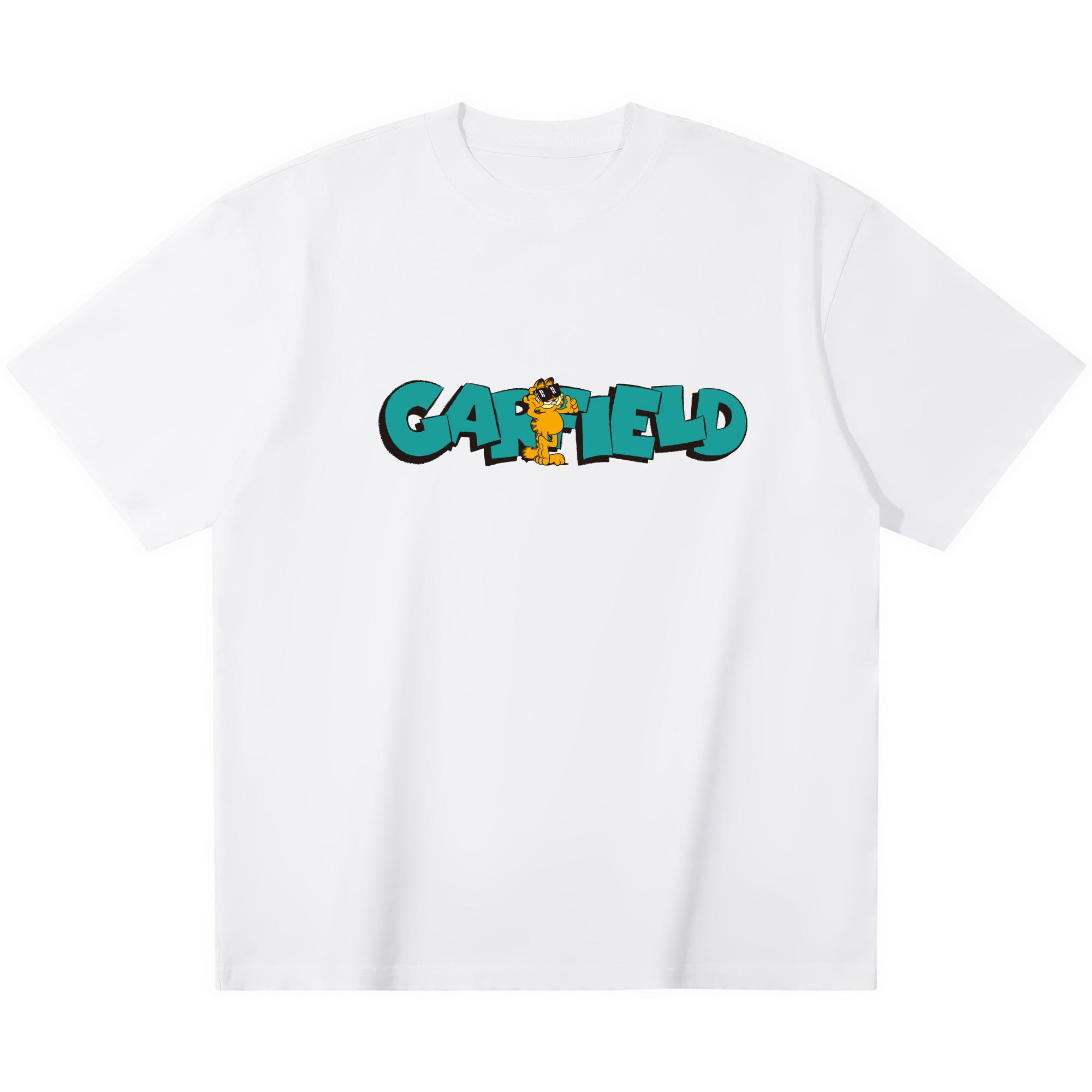 

Garfield GARFIELD Lake Blue Letter Print Short Sleeve T-Shirt, American Streetwear Brand Heavyweight Cotton Loose Fit Oversized Couple Top S