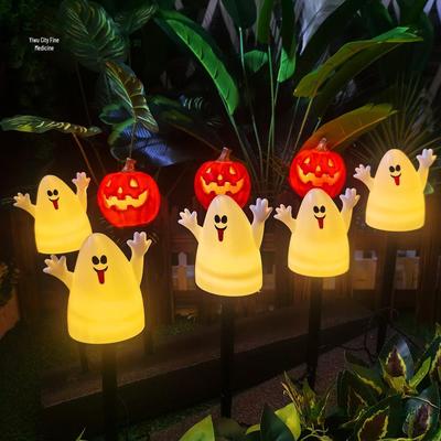 Solar Pumpkin Ghost Lights for Halloween Yard & Garden Decor