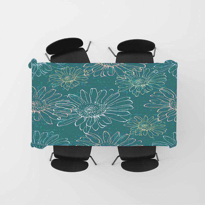 Green Floral Tablecloth Home Decor Dining Cover Soft Matte Print for Kitchen Easy Washable Large Size 180x240cm (Turquoise)