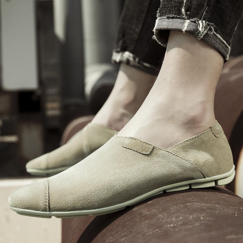 Fashion Fashion Genuine Leather Men lazy shoes Italian Casual Leather Slip on Minimalist Loafers Brand Comfy Soft Bottom Driving Shoes