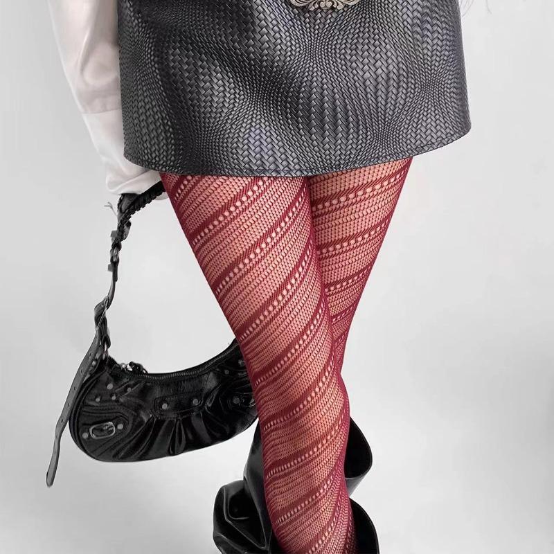 Women Sexy Twilled Stripe Fishnet Tights Nylon Mesh High Waist Pantyhose Stretchy Stockings Spice Girls Slim Bottoming Leggings