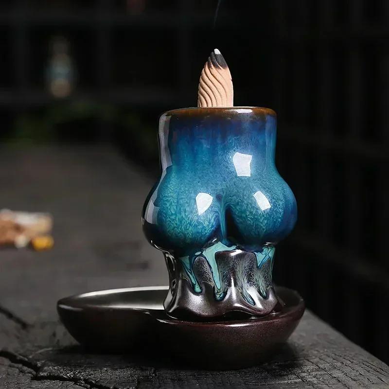 1pc, Body Art Ceramic Handicrafts Home Decorate Backflow Incense Burner Incense Censer (Without Incense)