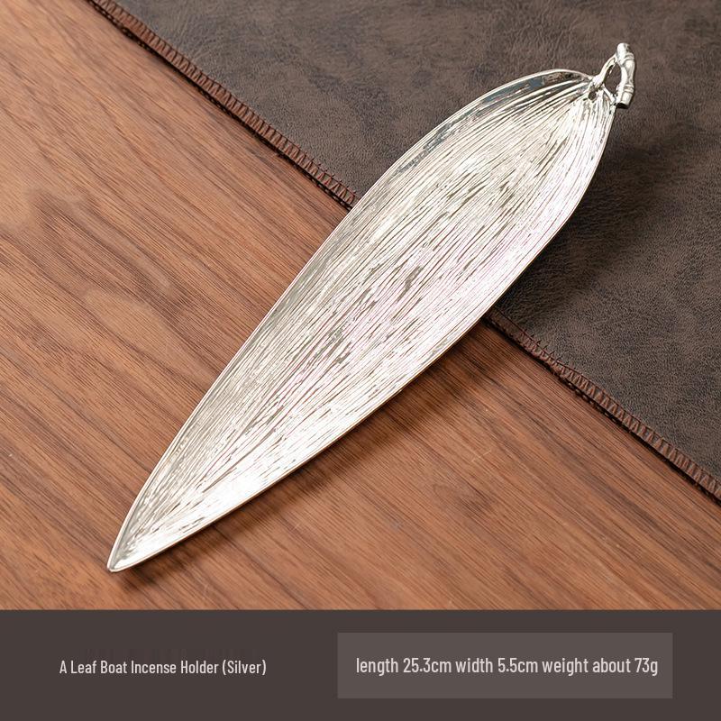 Antique Alloy Banana & Bodhi Leaf Incense Holder for Home - Creative Sandalwood Agarwood Stick Burner