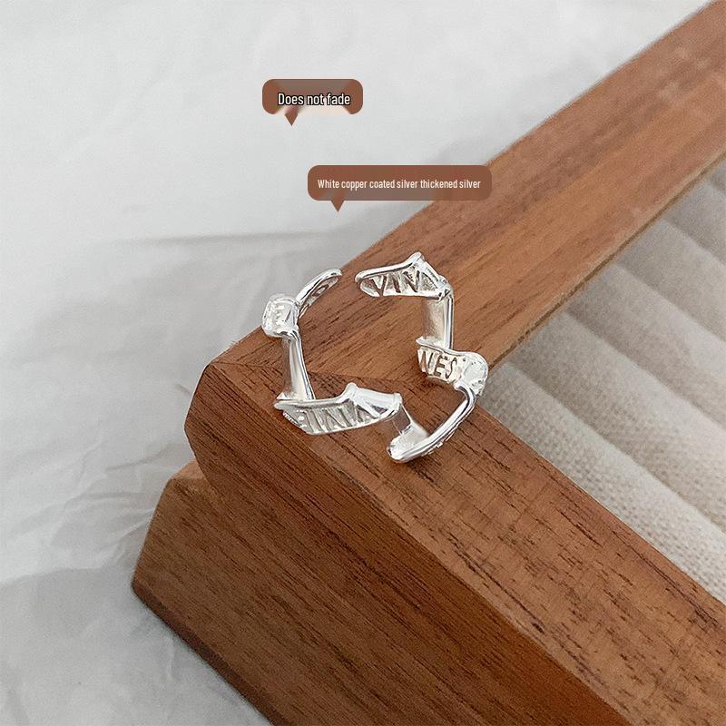 Lan Zhi 924 Sterlingsilber Buchstaben-Design Offener Ring - Nicht verblassend, Modisch und Einzigartig