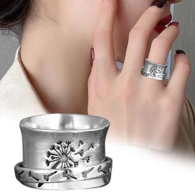 Vintage Creative Engraving Rotating Garland Ring Flower Rings Men's Women's Rings