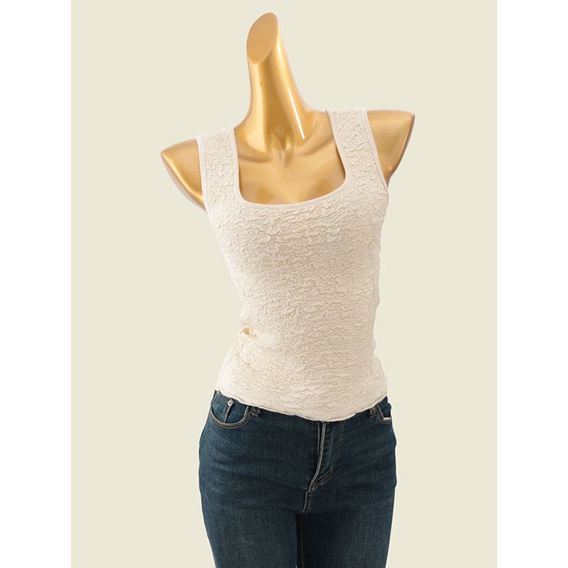 Foreign Trade Original Order Pleat Craft Pure Desire Square Collar Vest Summer Slim Fit Light Luxury Slim Fit Sleeveless Knitted Top Women