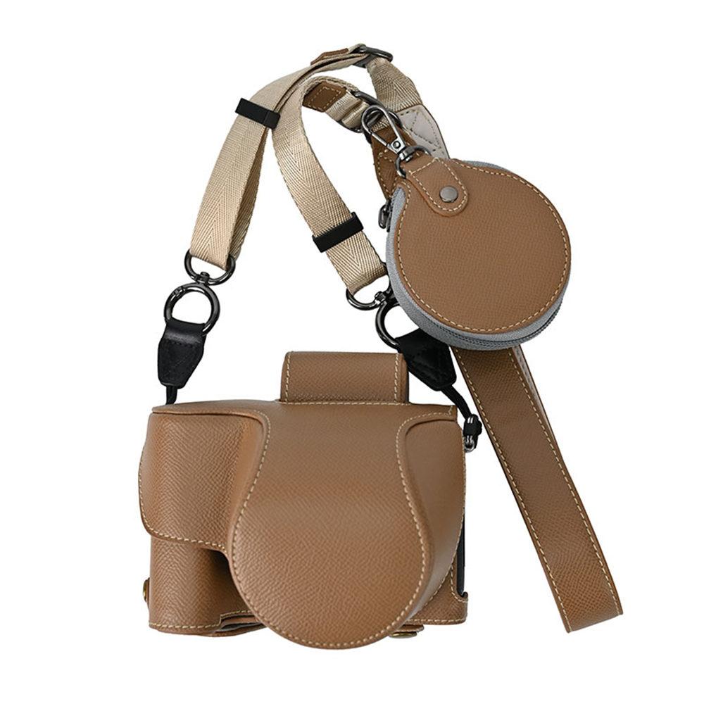 Z50II Palm Print PU Leather Camera Bag Case For Nikon Z50II Battery Opening Protective Cover With Shoulder Strap