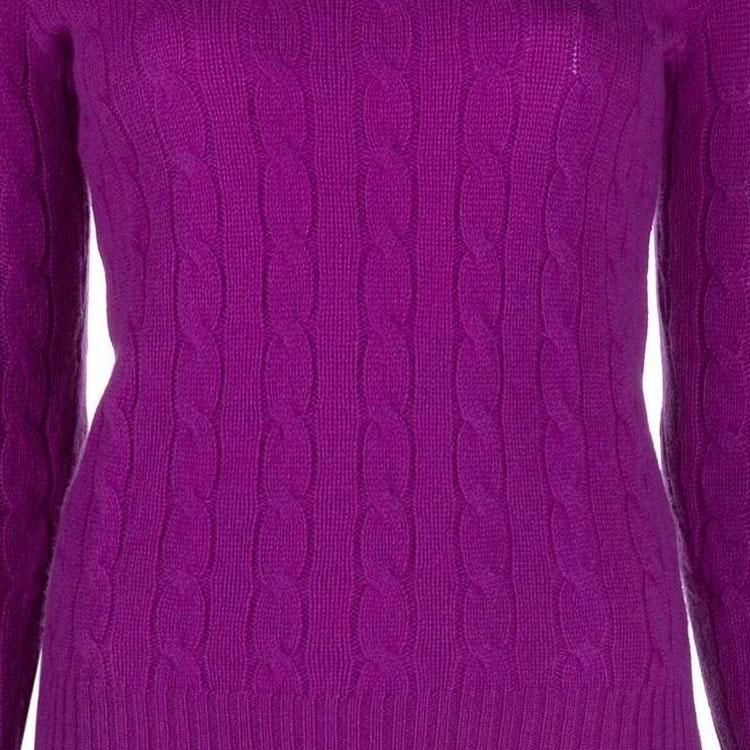 Polo Ralph Lauren FW22 Solid Logo Embroidered Cable Knit Long Sleeve Sweater Women sweater Purple 211875831-015