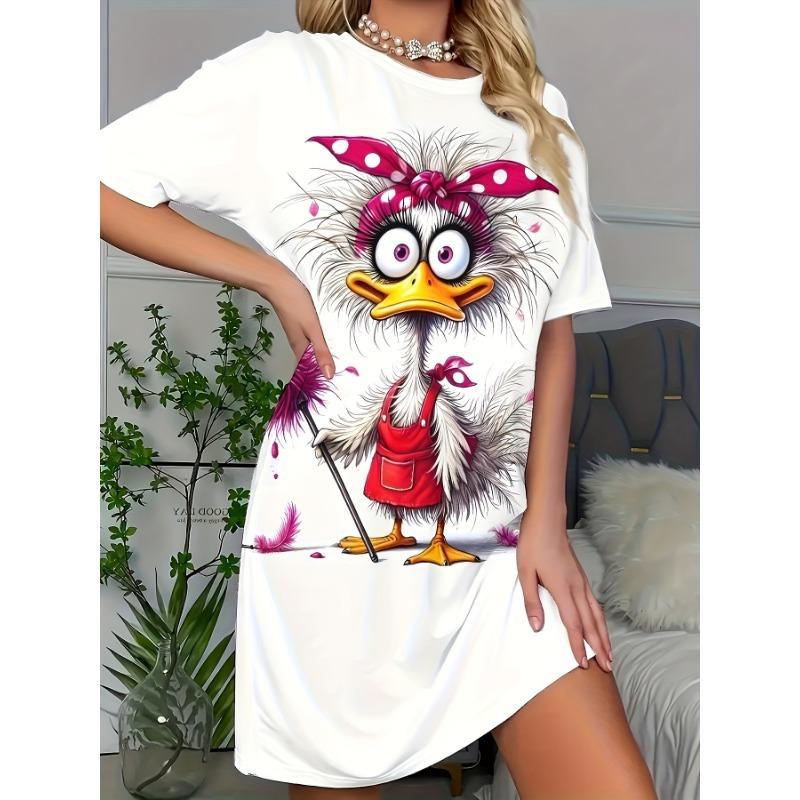 Women's Duck Abstract Print Pajama Dress