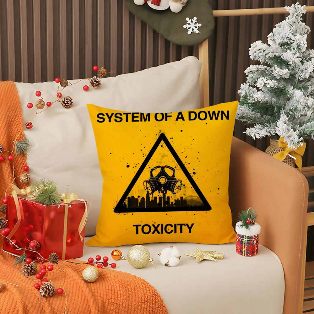 Hot Rock Band S-System Of A Down Pillow Case Anti-dustmite Pillow Invisible zipper silky short plush Sofa cushion cover