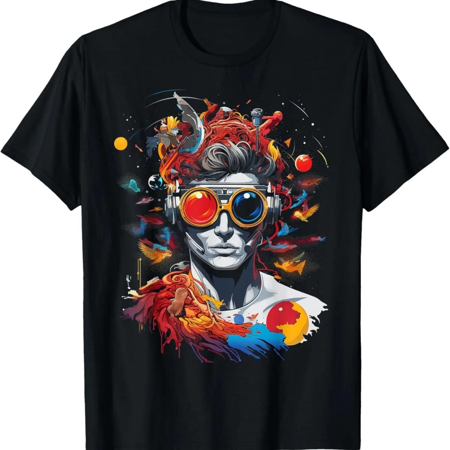 Men Abstract Colorful Art Graphic Geometric Artwork T-Shirt S