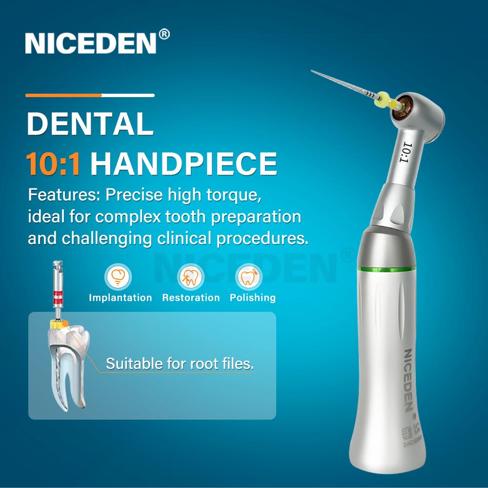 Niceden Dental 10:1 Reduction Contra Angle Handpiece 60°Twist Reciprocating Hand Files Head For Endodontic Dental Oral Equipment