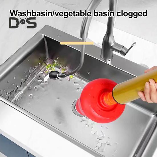 Toalettfrigjører Stempel Høytrykkssprøyteteknologi Gjenbrukbar Fjern blokkering Toalett badekar Dusj Avløp Tilstopping Verktøy for oppheving av tilstopping