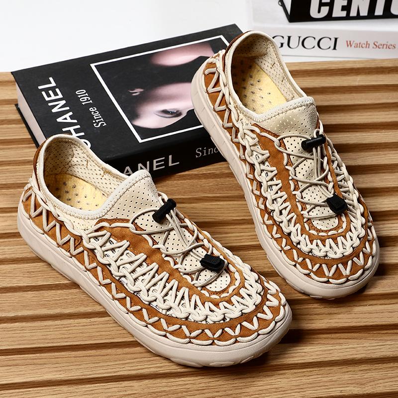 Fashion Mesh Men's Casual Sandals Solid Color Man Shoes Weave Fashion Man Walking Shoes 2025 Leisure Men Outdoor Footwear Big Size 47