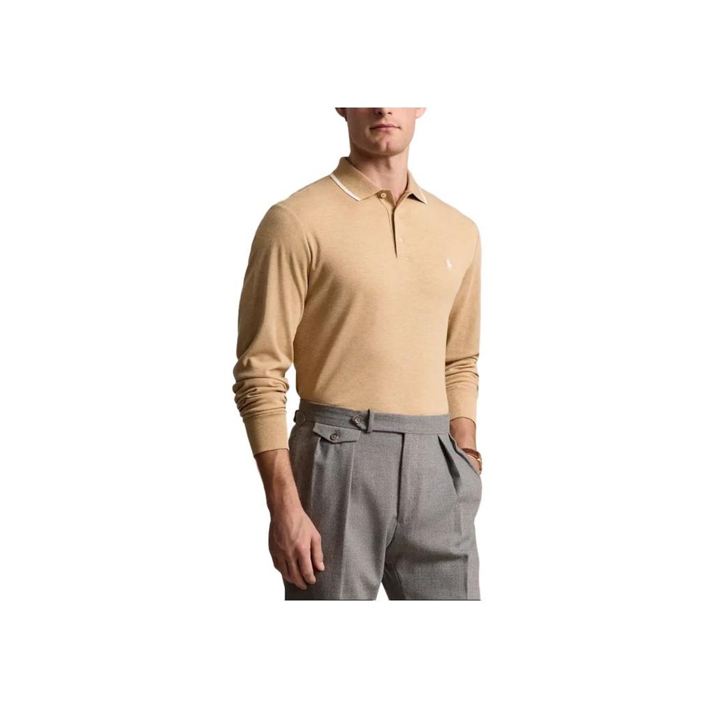 Polo Ralph Lauren Polo a Manica Lunga in Morbido Cotone Edizione Classica Uomo top Cammello MNPOKNI16823928-260