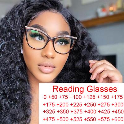 Vintage Flower Cat Eye Reading Glasses Anti Blue Light Filter Luxury Woman Eyeglasses Presbyopia Glasses For Sight Plus +1.5 +2