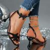 Spring New Foreign Trade Large Size Women's Casual and Comfortable Butterfly Rhinestone Sandals with Thin Heels