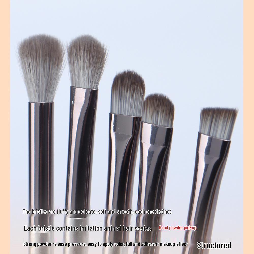 Cangzhou 5-teiliges Lidschattenpinsel-Set mit Aufbewahrungsbecher – Starker Griff, Minimale Puderaufnahme & Kein abfliegendes Puder