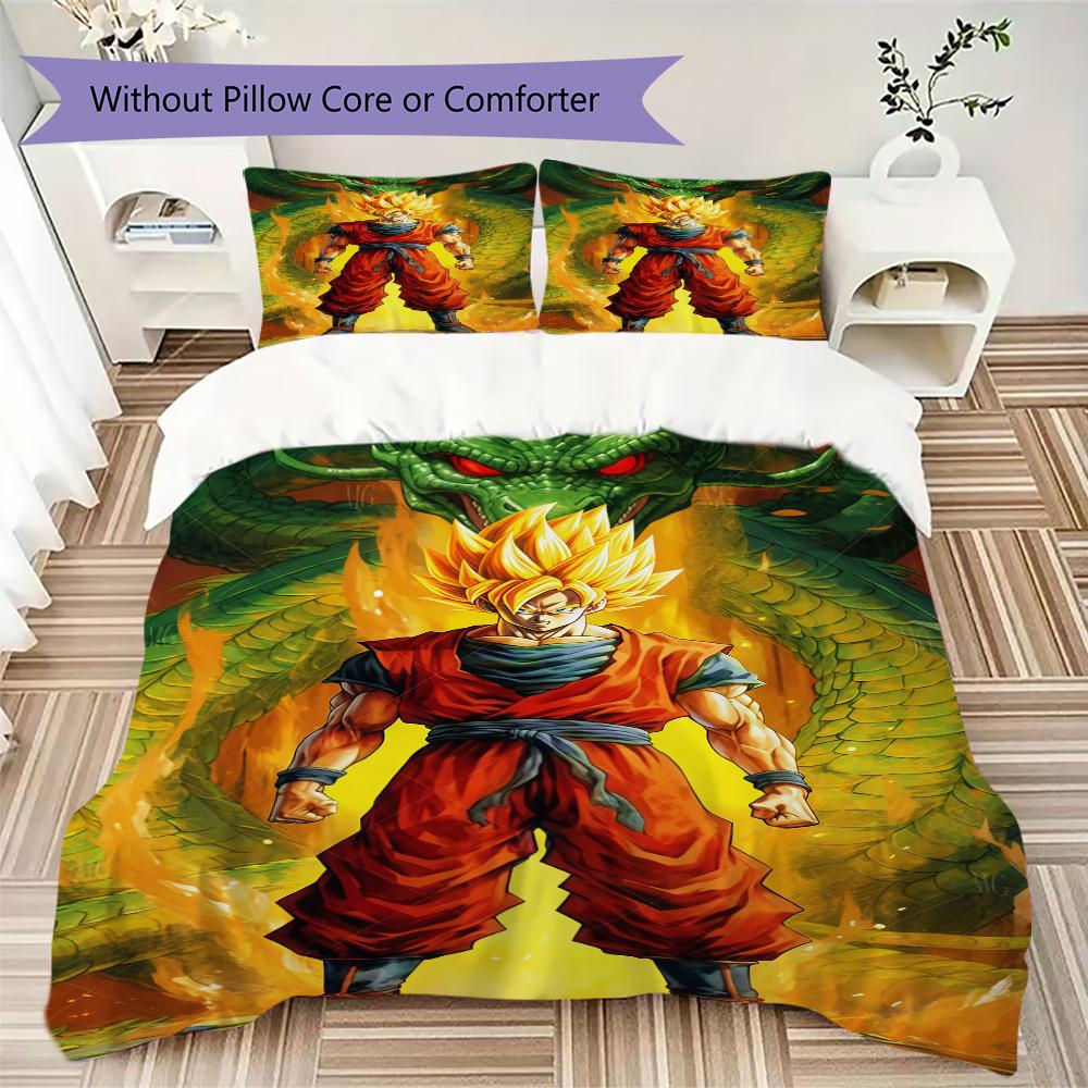 Son Goku 3pcs Bedding Set, Duvet Cover with 2 Pillowcases, Digital Printed, No Insert, Gift -HYQ15