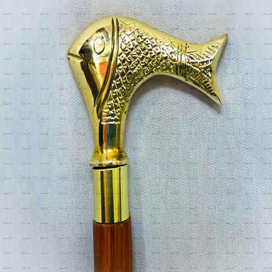 Antiker Stil Viktorianisch Vintage Designer Messinggriff Gehstock Holzspazierstock