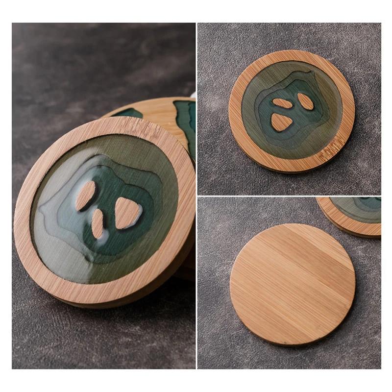 4 Stück Teetassenmatte Kunst Untersetzer Holz Platzset Rutschfest Wärmeisolierung Tischset Pad Küchenzubehör Kaffeetassenuntersetzer