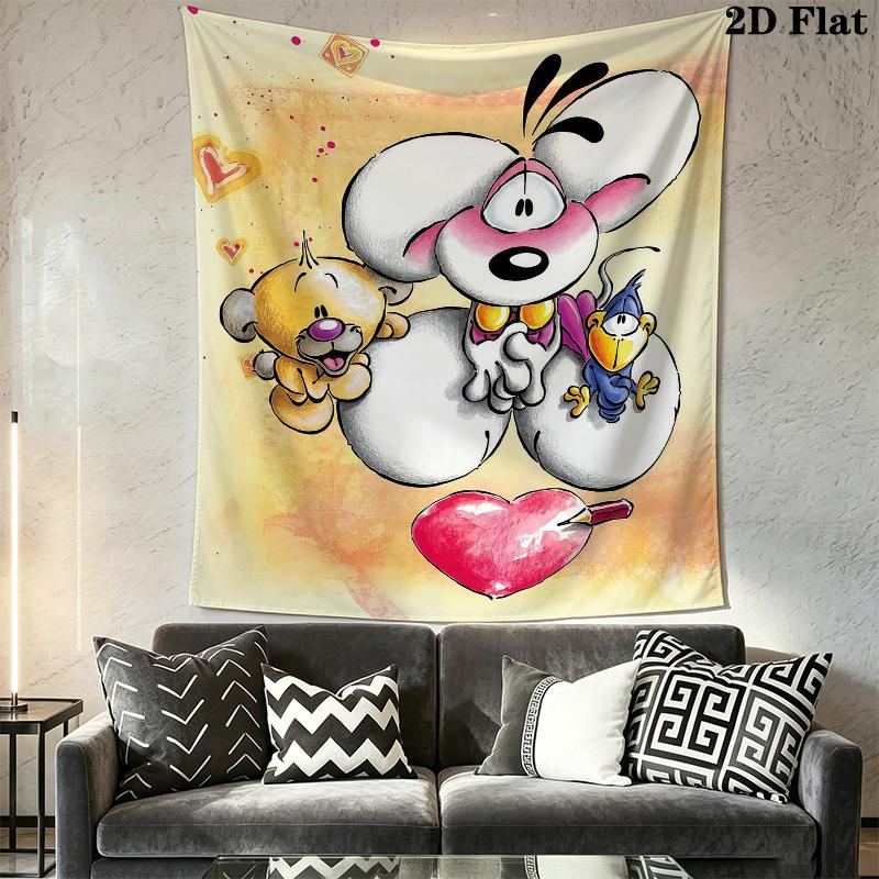 Diddl Wall Tapestry Aesthetic Wall Hanging Printed Fabric Blanket Decorative Tapestries for Bedroom Living Room Home Decor