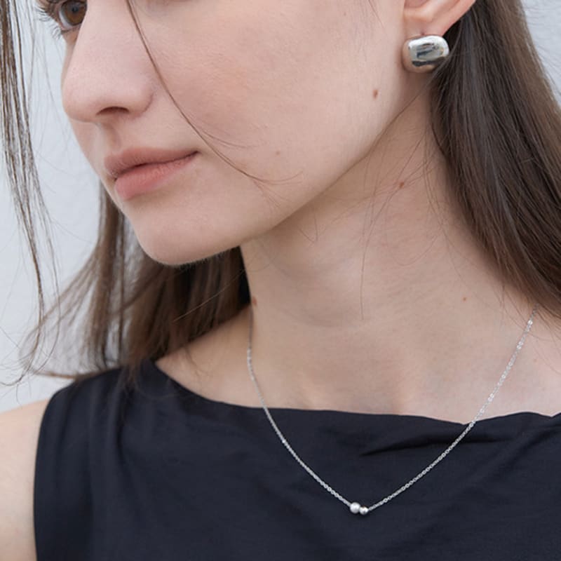 Halden Silver Round Pendant Pearl Necklace 5,6mm (N020_silver)