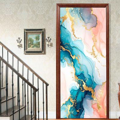 1 Stück Marmordruck Türsticker 3D Abnehmbare Vinilos Para Puertas Selbstklebende Tapete Kunst Wandbilder für Türen Bibliotheque Moderne Heimdekoration