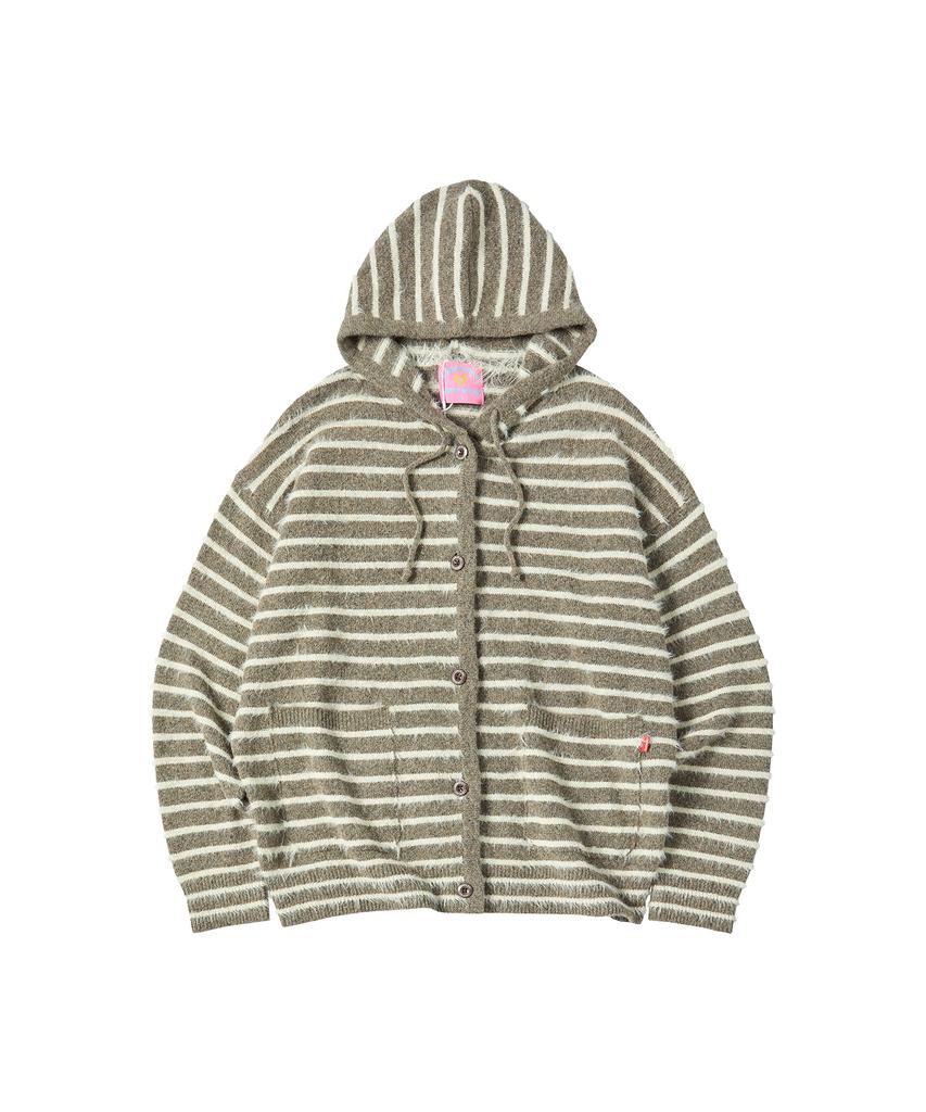 Comoninoz Hood Stripe Cardigan [Brown]