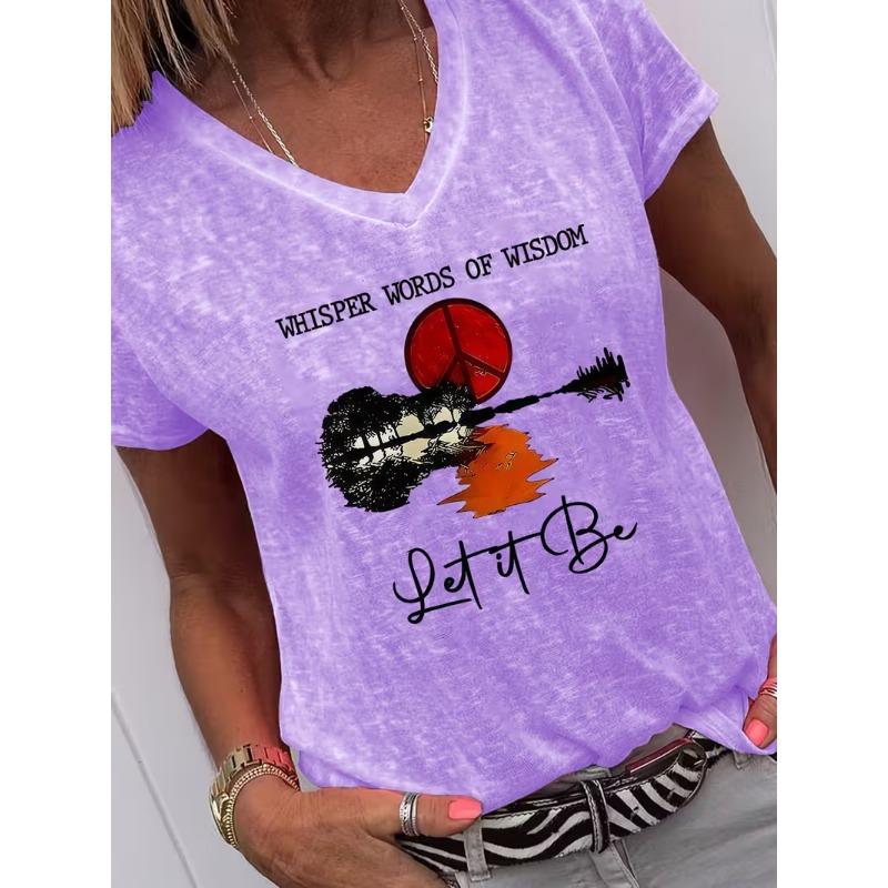 Women's V-neck short-sleeved T-shirt casual fashion