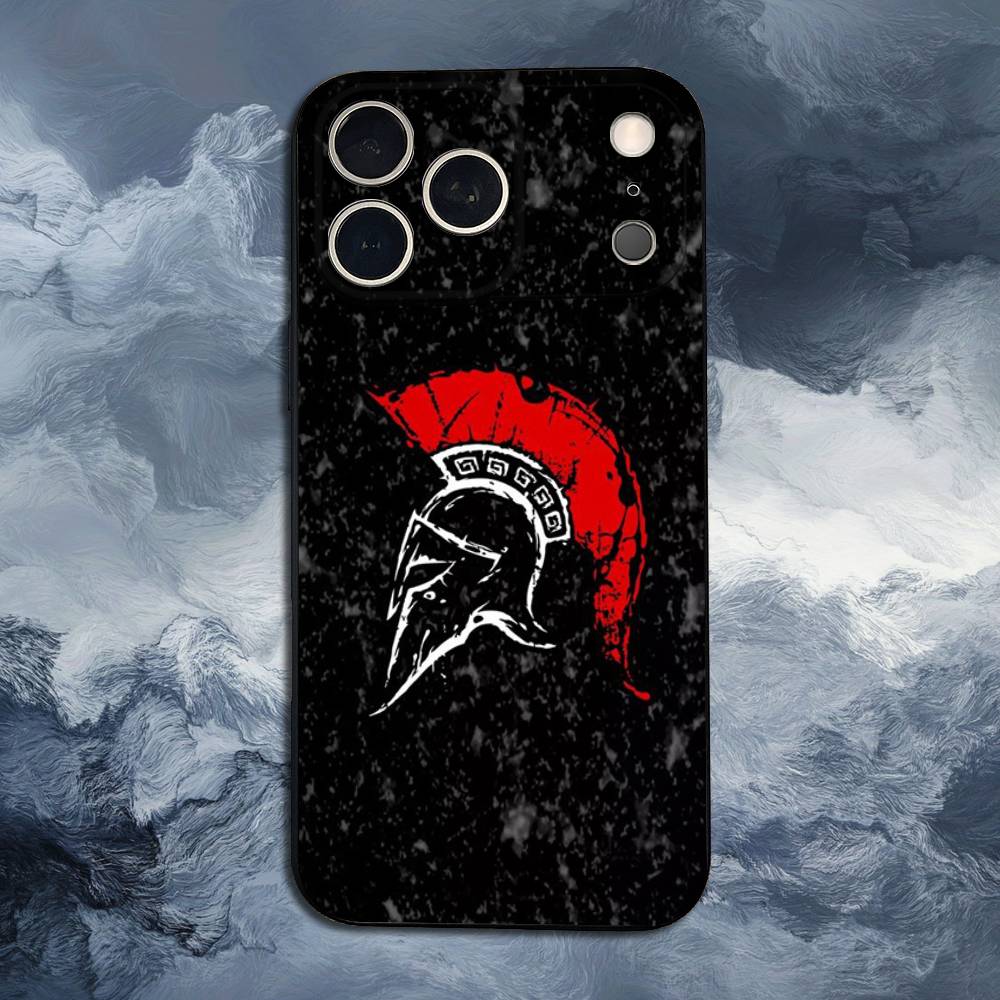 Spartan Warriors Phone Case For iPhone 17,16,15,14,13,12,11,Plus,Pro Max,XS,X,XR,SE,Mini,8,7,Soft Silicone Black