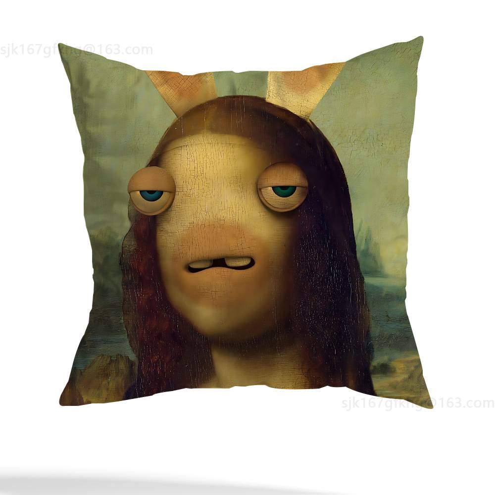 Anime R-Rabbids Invasion Pillowcase Casual Style Decoration, Suitable for Home Decoration (excluding Pillow Core)