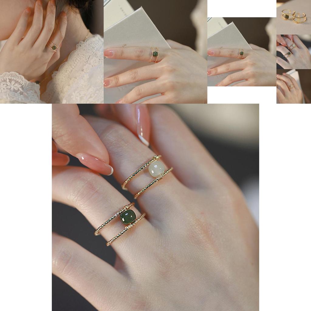 Trendy Ins Style Double Layer Open Ring For Women Elegant Vintage Copper Jewelry
