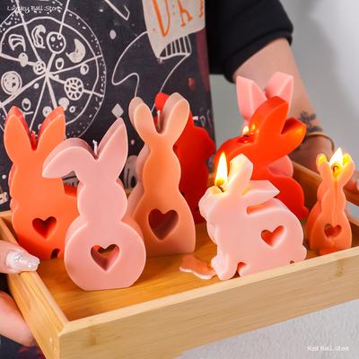 Ostern Niedlicher Hase Kerze Silikonform Gips Auto montiert Räucherstäbchen Erweiternde Gips Dekoration Form Aromatherapie Kerzenformen